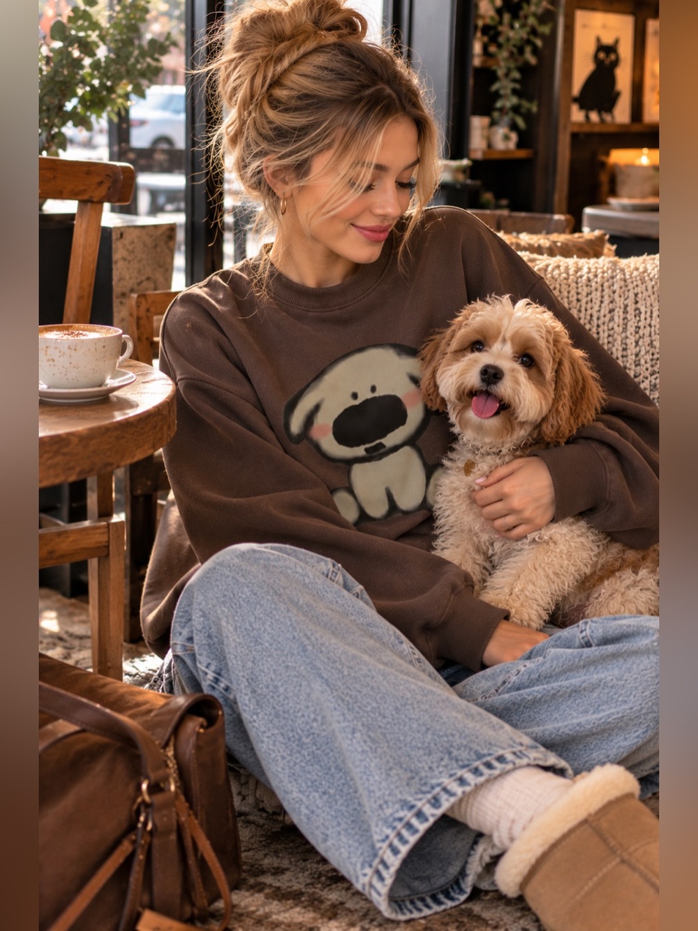 Brown Dog Graphic Pet Sweatshirt - Unbranded